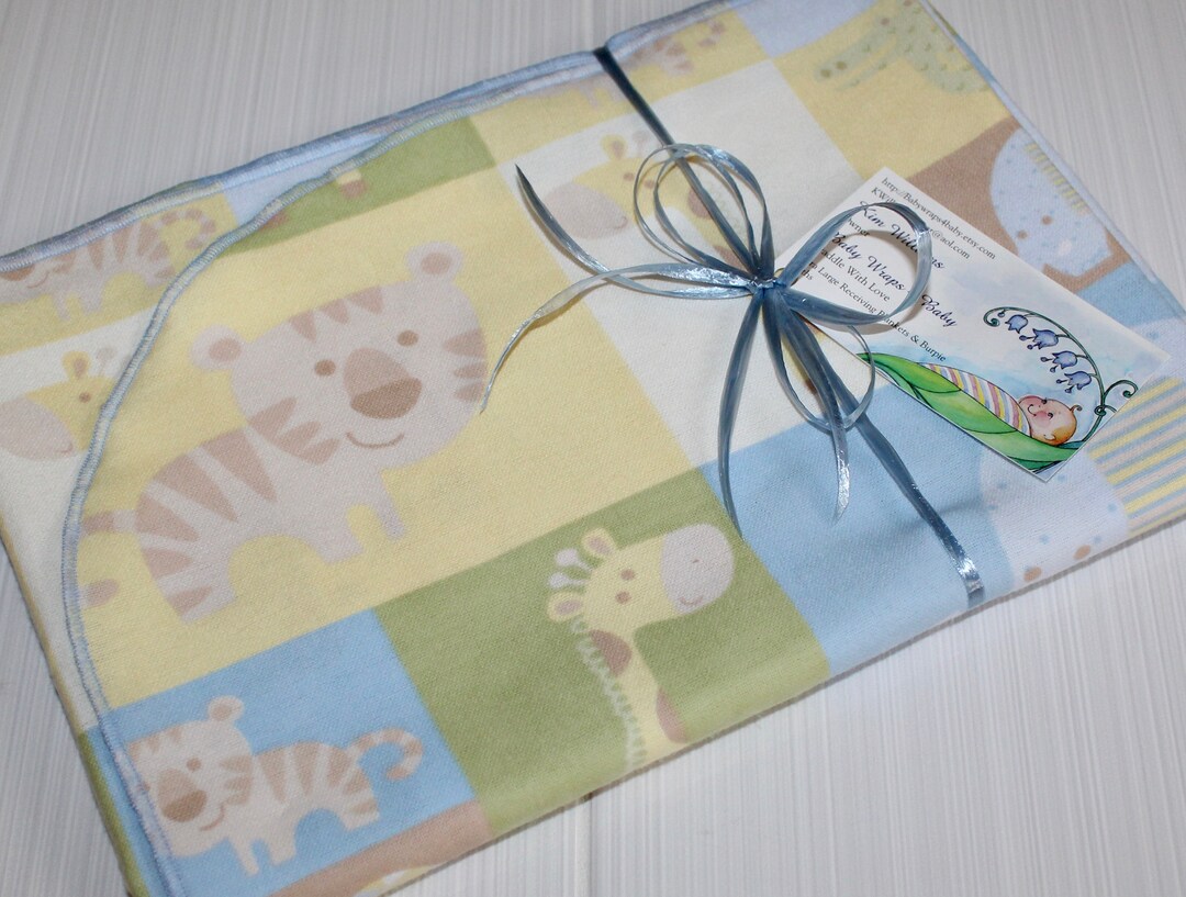 Blocked Safari Print Flannel Receiving Blanket Extra Large, Safari