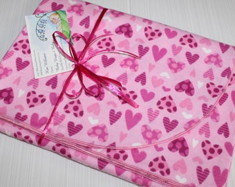 Pink Hearts Flannel Receiving Blanket - Extra Large, Pink Hearts Baby Blanket, Pink Receiving Blanket, Pink Baby Blanket, Swaddle Blanket