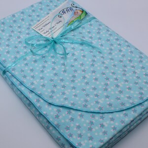 Aqua Star Flannel Receiving Blanket - Extra Large, Star Flannel Baby Blanket, Aqua Baby Blanket, Aqua Swaddle Blanket, Star Nursery Theme