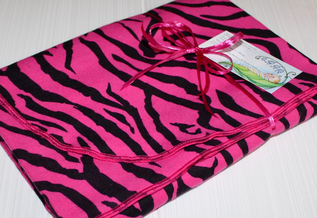 Hot Pink Zebra Print Flannel Receiving Blanket Extra Large, Hot Pink