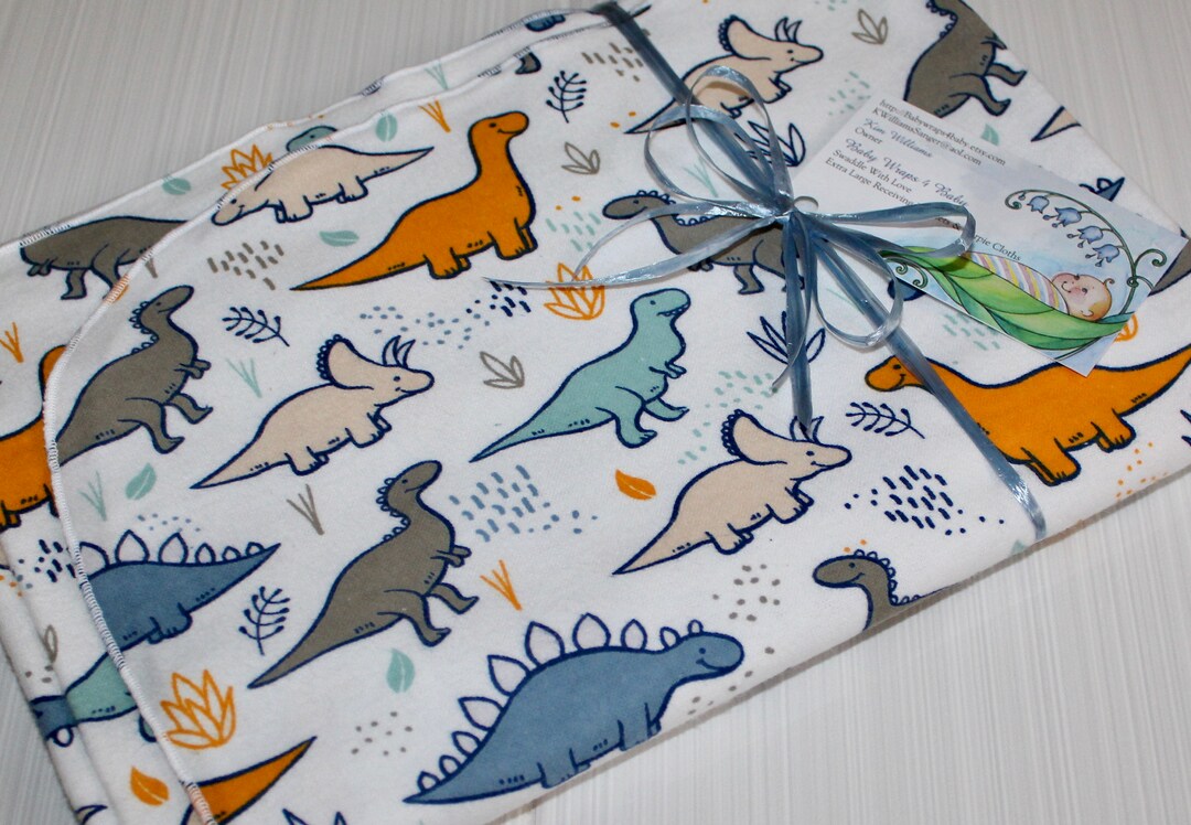 Dinosaur Flannel Receiving Blanket Extra Large, Dinosaur Baby Blanket