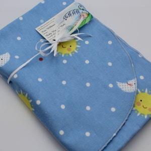 Sun & Moon Print Flannel Receiving Blanket Set - Extra Large, Celestial Theme Baby Blankets, Blue Swaddle Blanket, Blue Flannel Baby Blanket