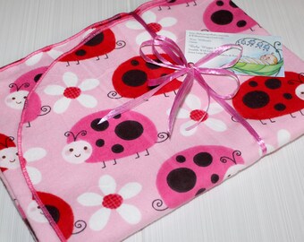 Extra Large - Red and Pink Lady Bug Flannel Receiving Blanket - Lady Bug Baby Blanket, Lady Bug Receiving Blanket, Flannel Baby Blanket