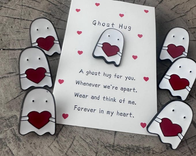 Halloween Ghost Pocket Hug Pin: Keepsake Gift with Card