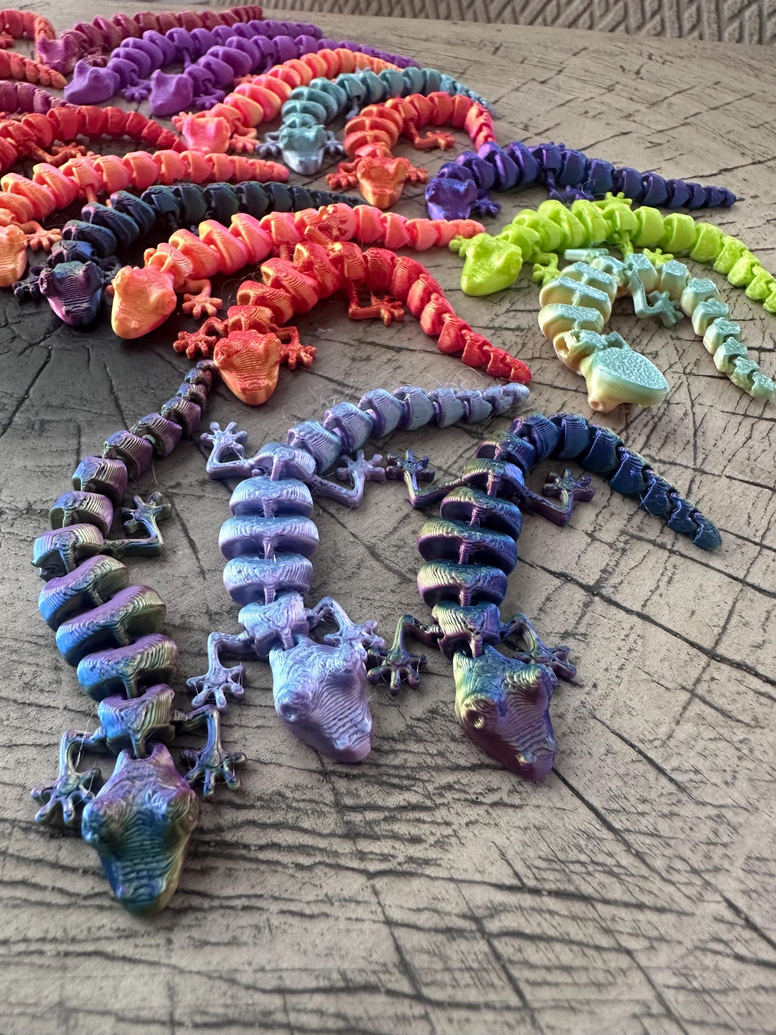 Lizard Fidget Springy 3D Printed Movable Lizard Toy: Unique Party Favor, 3.5”, Gecko Fidget ...
