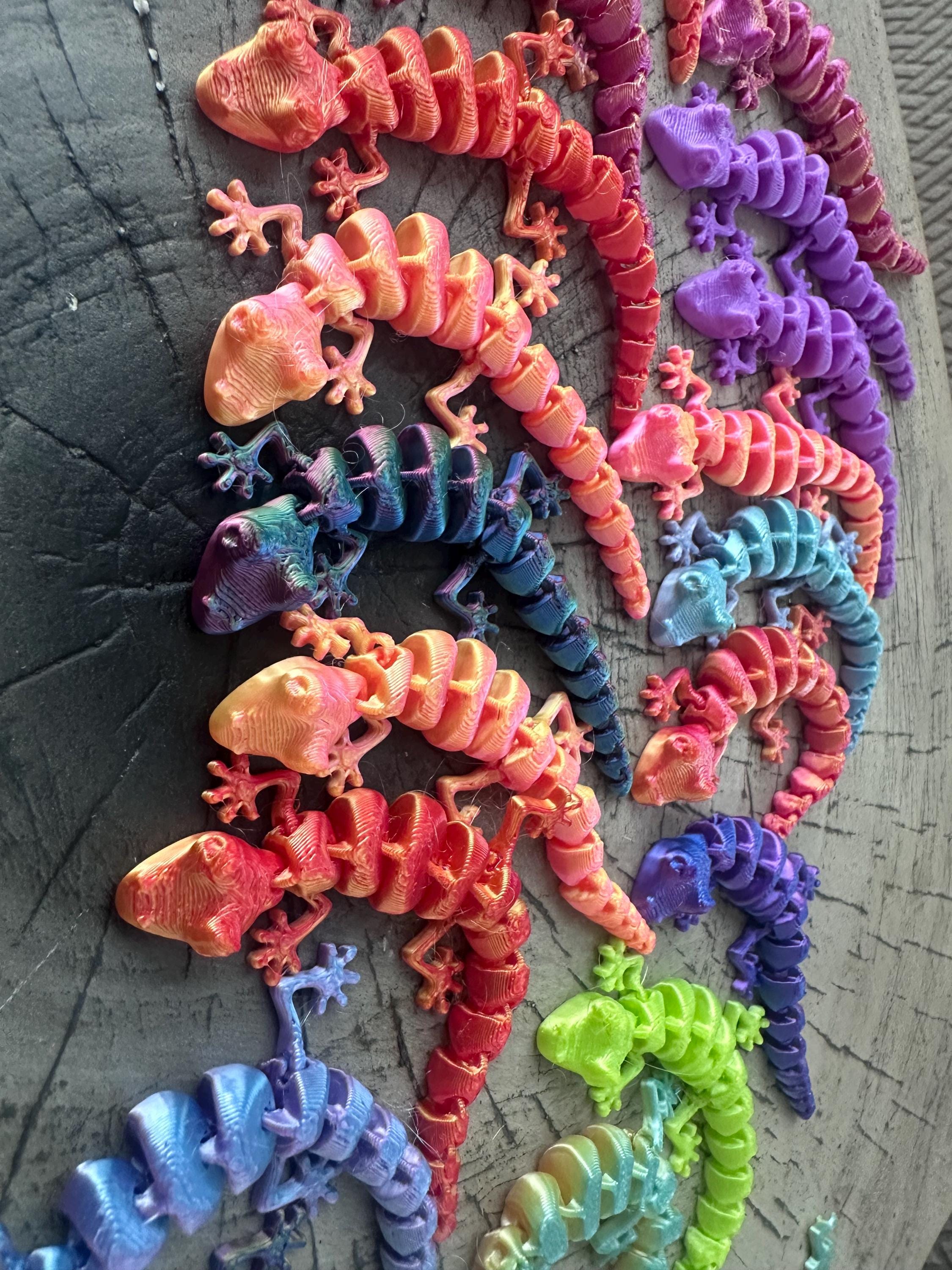 3D Printed Movable Lizard Toy: Unique Party Favor, 3.5”, Gecko Fidget ...
