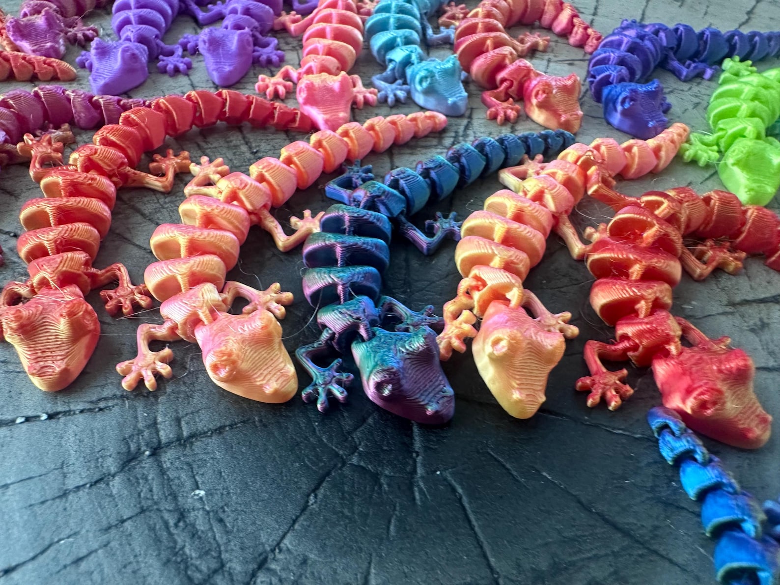 Lizard Fidget Springy 3D Printed Movable Lizard Toy: Unique Party Favor, 3.5”, Gecko Fidget ...