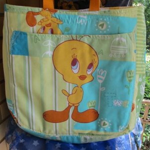 Tweety Bird Tote Bag Up-cycled Handmade