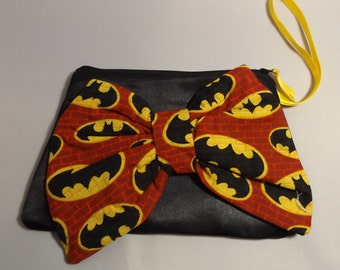 Batman Bow  Wristlet / Clutch --   DC Comic