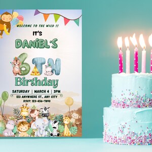 Zoo Animals Birthday Invitation Template | Editable Digital Download