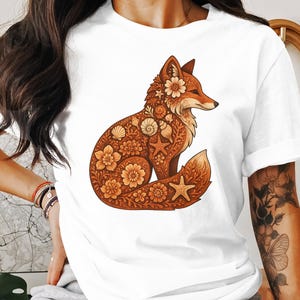 Fuchs T-Shirt, Floral Fuchs Shirt, Tier T-Shirt, Waldtier Shirt, Natur T-Shirt, Fuchs Liebhaber Geschenk, Tierliebhaber T-Shirt