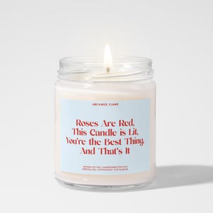 Roses Are Red This Candle is Lit, Funny Valentine&#39;s Day Candle, Soy Candle, Romantic Gift for Her, Him, Boyfriend, Girlfriend, Husband, Wife