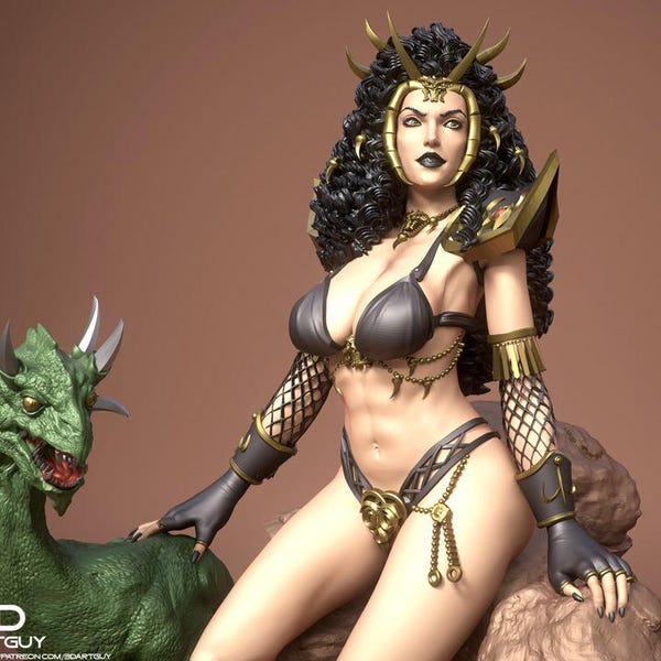 Evil Goddess Miniature: Dragon Throne Fantasy Resin Sculpture