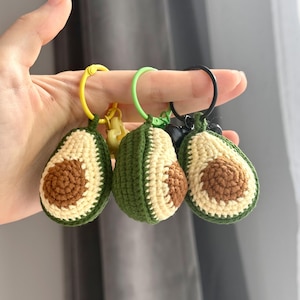 Crochet Avocado Keychain: Handmade Cotton Fruit Bag Charm