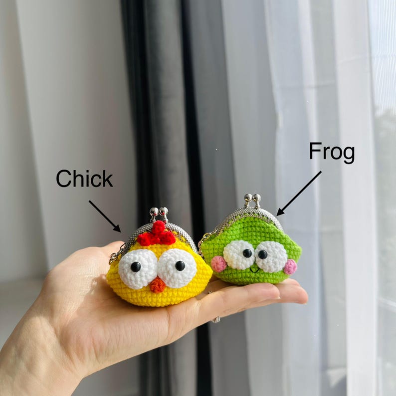 Handmade Crochet Animal Coin Purse Keychain – Cute Mini Wallet afbeelding 2