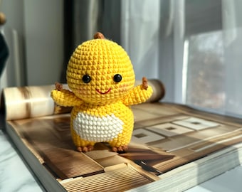 Dragón de peluche a crochet hecho a mano: Amigurumi kawaii (opción llavero)