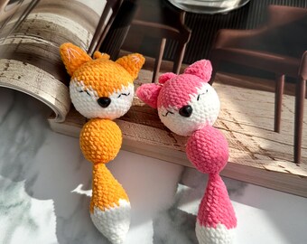 Handmade Crochet Fox Plushie: Amigurumi Animal Keychain
