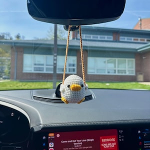 Crochet Duck Car Charm | Handmade Rearview Mirror Decoration | Cute Amigurumi Plush | Small Duck Ornament for Car Gift