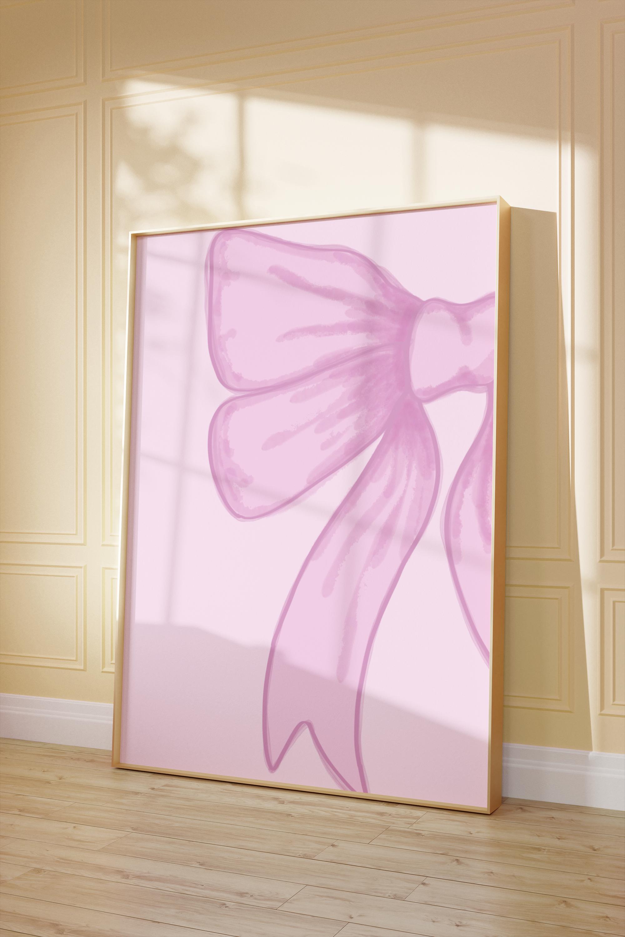 Coquette Room Decor | Pink Bow Aesthetic Wall Art | Trendy Bow Coquette ...