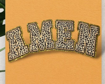 Parche de chenilla con estampado de leopardo Amen
