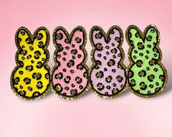 Parche de chenilla con estampado de leopardo de conejitos
