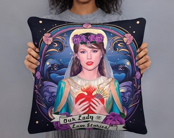 Patron Saint of Love Stories throw pillow