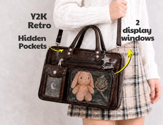 Kawaii Ita Tote Bag, ita leather bag Backpack Laptop,Pin Display Bag, Tarot style Ita bag Crossbody, Kpop concert Anime ita bag shoulder bag