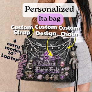 Personalized Large Ita Bag Crossbody, 14'' Laptop Ita Bag, Ita Bag Tote, Pin Display Bag, Anime Kpop Convention Bag, Clear window ita bag