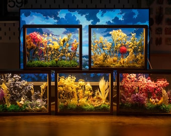 DIY Dried Flower Shadow Box Kit: LED Light, Handmade Floral Craft