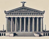 Nashville Parthenon Art – Minimalist Line Art, Digital Wall Poster