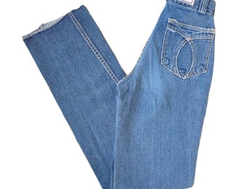 Vintage Jeans La Disco High Waist Straight Leg Size 3 1970s Zipper Pockets 100% Cotton.