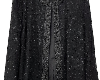 Vtg Women's Jacket Dressy Laurence Kazar Black Silk Beaded Sz Large Long Sleeve Relax Fit Great Condition