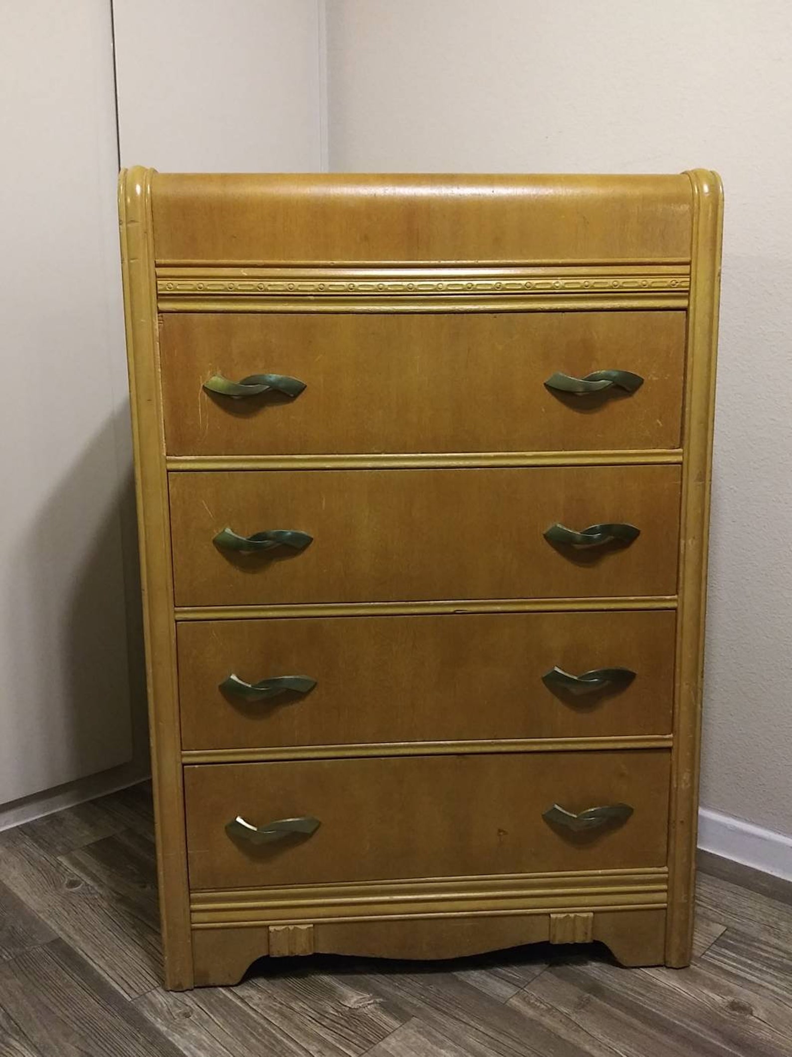 Vintage Tallboy Dresser. Blond Wood Four Drawers Original Etsy