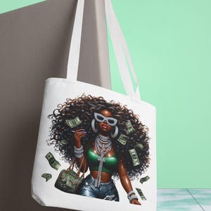 Borsa tote Melanin Money / Black Girl Magic / Sassy Luxury Vibes / Borsa Boss Babe Statement / Regalo per lei / Borsa chic per soldi