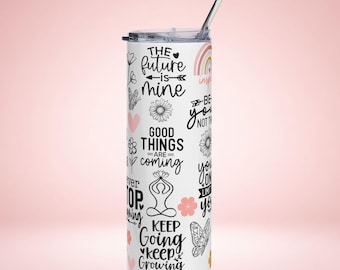 Vaso con frases inspiradoras de 20 oz / Taza con citas motivacionales / Regalo de empoderamiento / Vaso de amor propio / Taza con vibras positivas / Taza de salud mental