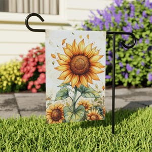 Sunflower Garden Flag | Floral Porch Decor | Outdoor Yard Banner | Seasonal Welcome Sign | Double Sided | Summer Country Accent | Home Flag