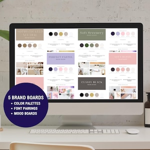 Brand Board Template Kit Bundle, DIY Branding Kit, Entrepreneur Small Business DIY Branding and Logo Kit, Mood Board Bundle, Canva Template