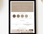 Neutral Brand Board Template Kit, Taupe DIY Branding Kit, Entrepreneur Small Business Branding Logo Kit, Beige Mood Board Canva Template