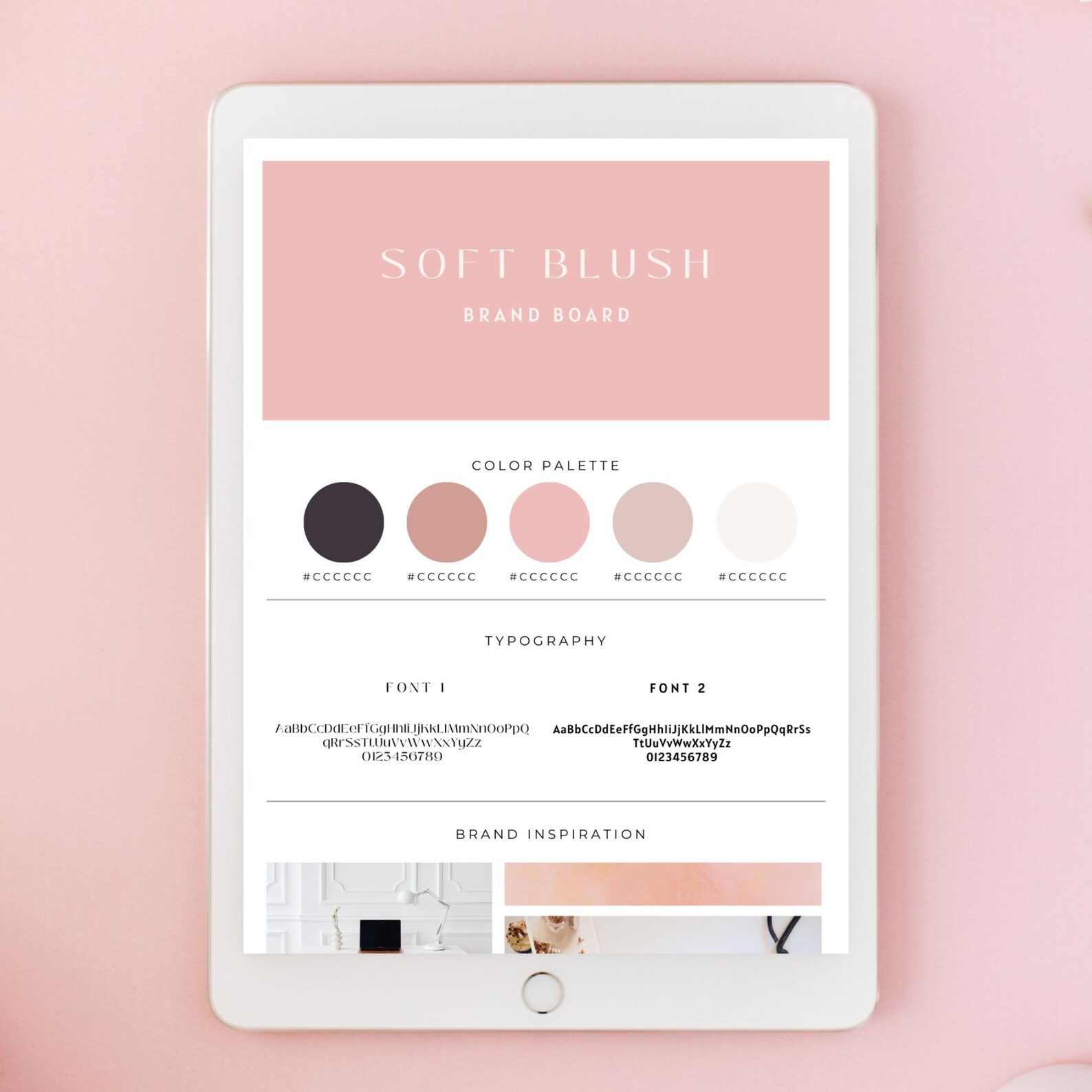 Blush Brand Board Template, Soft Pink DIY Branding Kit, Entrepreneur ...