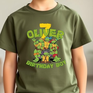 Custom Ninja Turtles Birthday Shirt, Ninja Turtles shirt, Turtle Birthday Party Shirts, Family Turtles Birthday Boy, Green Turtles Pizza Tee