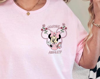 Custom Minnie Nurse Shirt, Disney Nursing School Tee, RN Nursing Student Shirt, Nursing School Student Gift, Personalized Disney Nurse Shirt