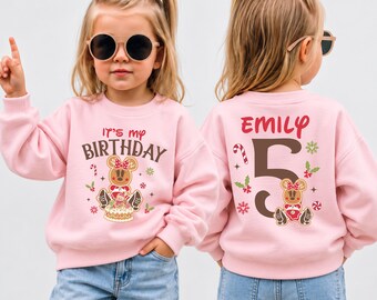 Gingerbread Girl Minnie Birthday Shirt Personalized Christmas Disney Sweatshirt Toddler Outfit