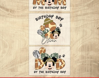 Disney Safari DTF Transfer, Personalized Family Birthday Mickey Minnie Ready Press, Custom Bundle