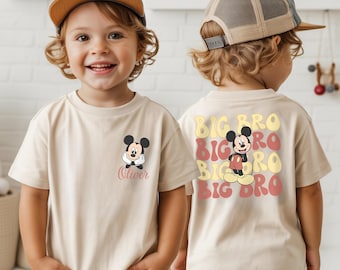 Custom Disney Mickey Big Bro Shirt Minnie Sis Baby Bodysuit Sibling Reveal