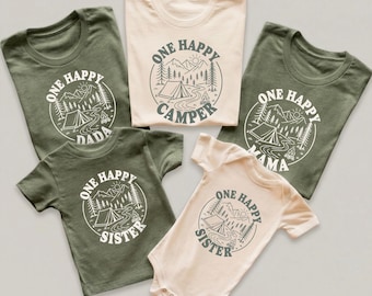 Happy Camper Family Shirts Matching Camping Outfit Mama Dada Kids Baby Set