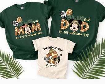 Custom Safari Disney Birthday Boy, Family Tee Mickey Minnie Matching Bodysuit, Gift