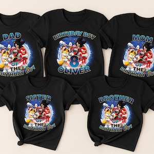Custom Birthday Boy Shirt, Sonic Birthday Shirt, Custom Sonic Shirt, Sonic Theme Party, Sonic Family Matching Shirts, Hedgehog Cartoon Shirt