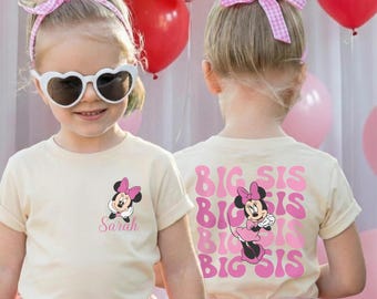 Custom Disney Minnie Big Sis Shirt Mickey Bro Baby Bodysuit Sibling Reveal