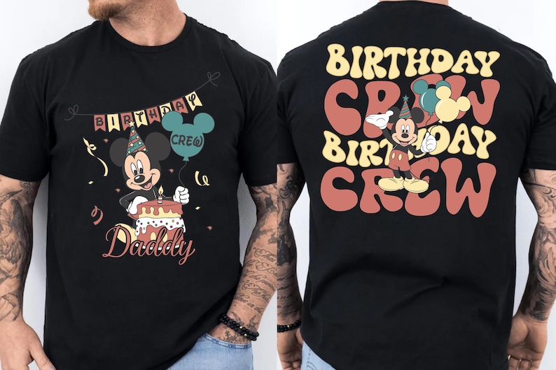 a black t-shirt with a cartoon character and text on the back.