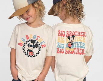 Disney Mickey Matching Big Brother Retro Shirt Lil Bro Baby Boy Bodysuit Reveal